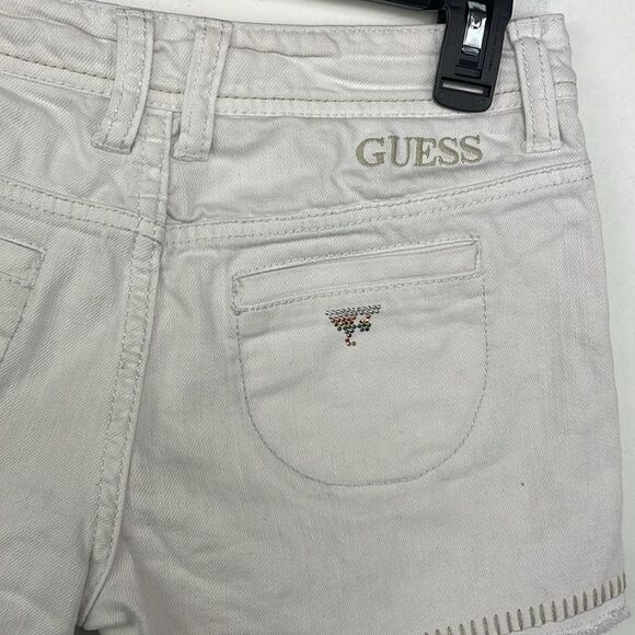 Guess Y2K White Jean Shorts Raw Hem size 14 (Junior size) - Picture 3 of 12